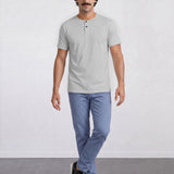 THE FLEX - HENLEY COLLAR HALF TEE - ICE
