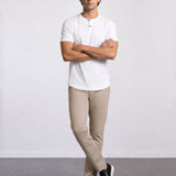 THE FLEX - HENLEY COLLAR HALF TEE - WHITE