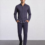 THE PIQUÉ FLEX - SLIM FULL SHIRT - NAVY BLUE