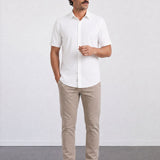 THE HYPERFLEX - SLIM HALF SHIRT - WHITE