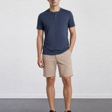 THE FLEX - HENLEY COLLAR HALF TEE - NAVY BLUE