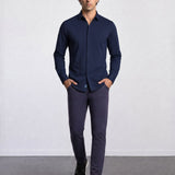 THE PIQUÉ FLEX - SLIM FULL SHIRT - NAVY BLUE