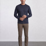 THE SOFT EASE - REGULAR SWEATER - NAVY AND LIME GREEN