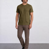 THE FLEX - PIMA TEXTURED HALF TEE - OLIVE BROWN