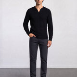 THE SOFT EASE - HENLEY SWEATER - BLACK
