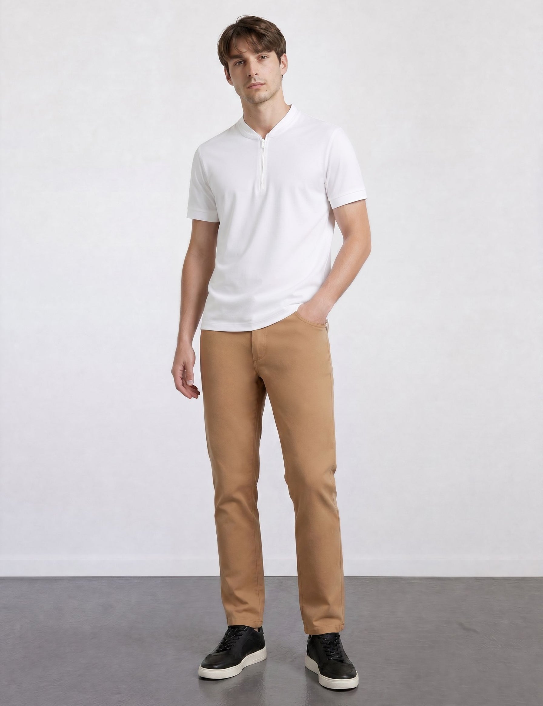 THE APEX - QUARTER ZIP POLO - COTTON WHITE