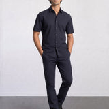THE HYPERFLEX - SLIM HALF SHIRT - BLACK