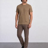THE FLEX - PIMA TEXTURED HALF TEE - OLIVE BROWN