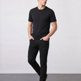 THE FLEX - HENLEY COLLAR HALF TEE - BLACK
