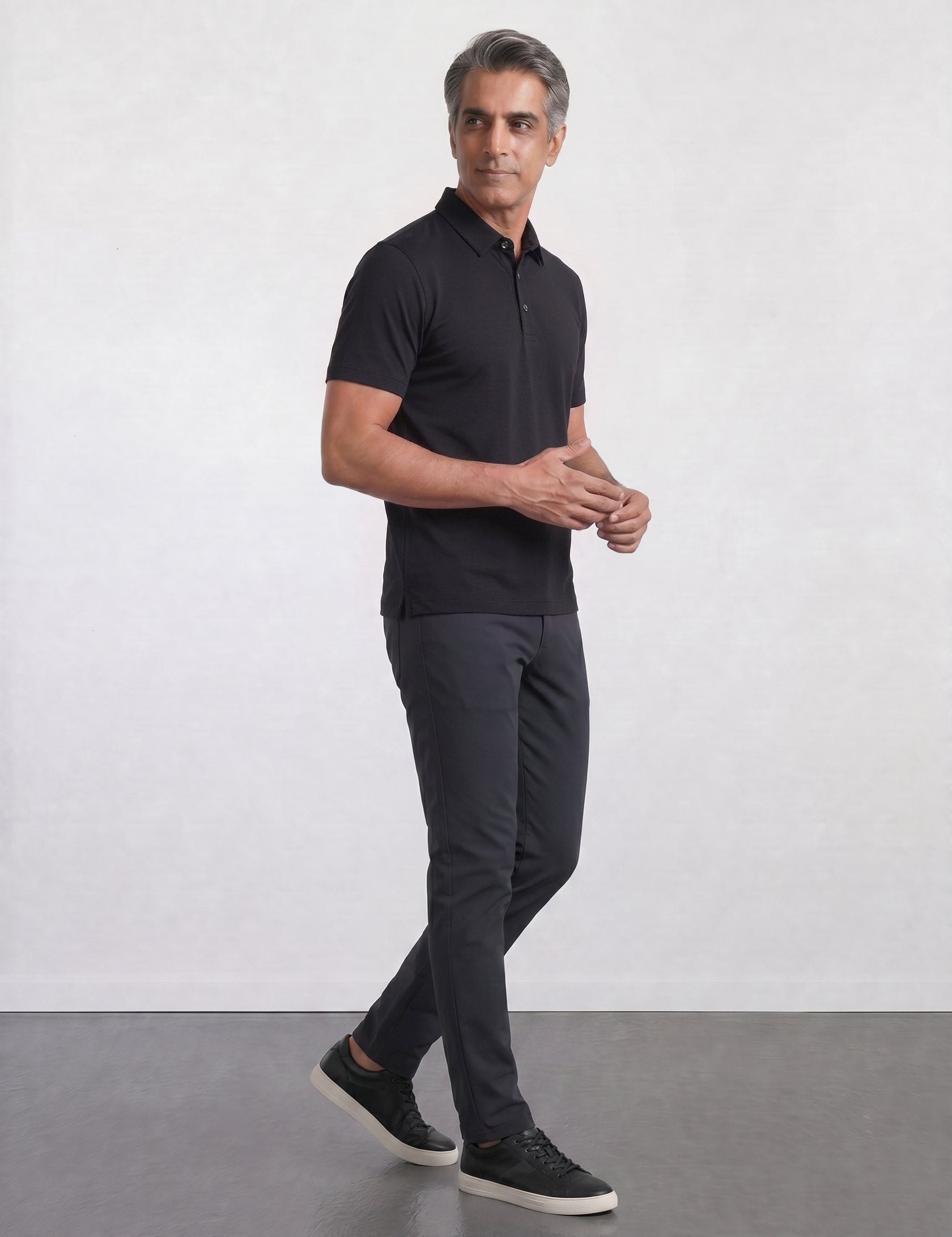 THE CLOUD SILK - SLIM POLO - BLACK