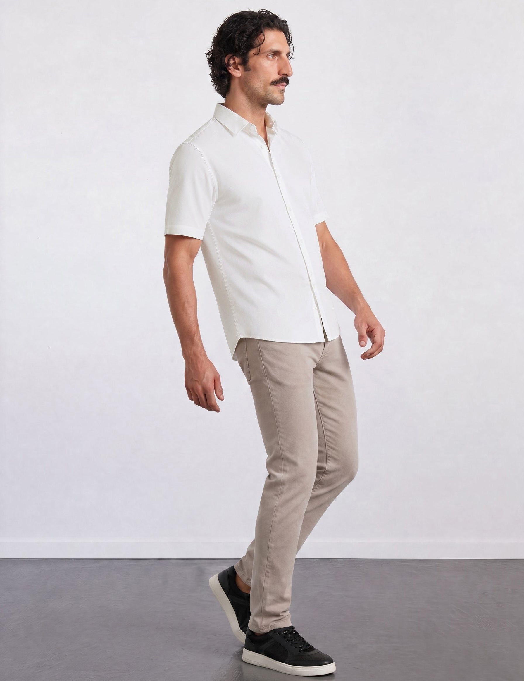 THE HYPERFLEX - SLIM HALF SHIRT - WHITE