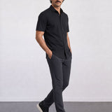THE CITY - SLIM HALF SHIRT - BLACK