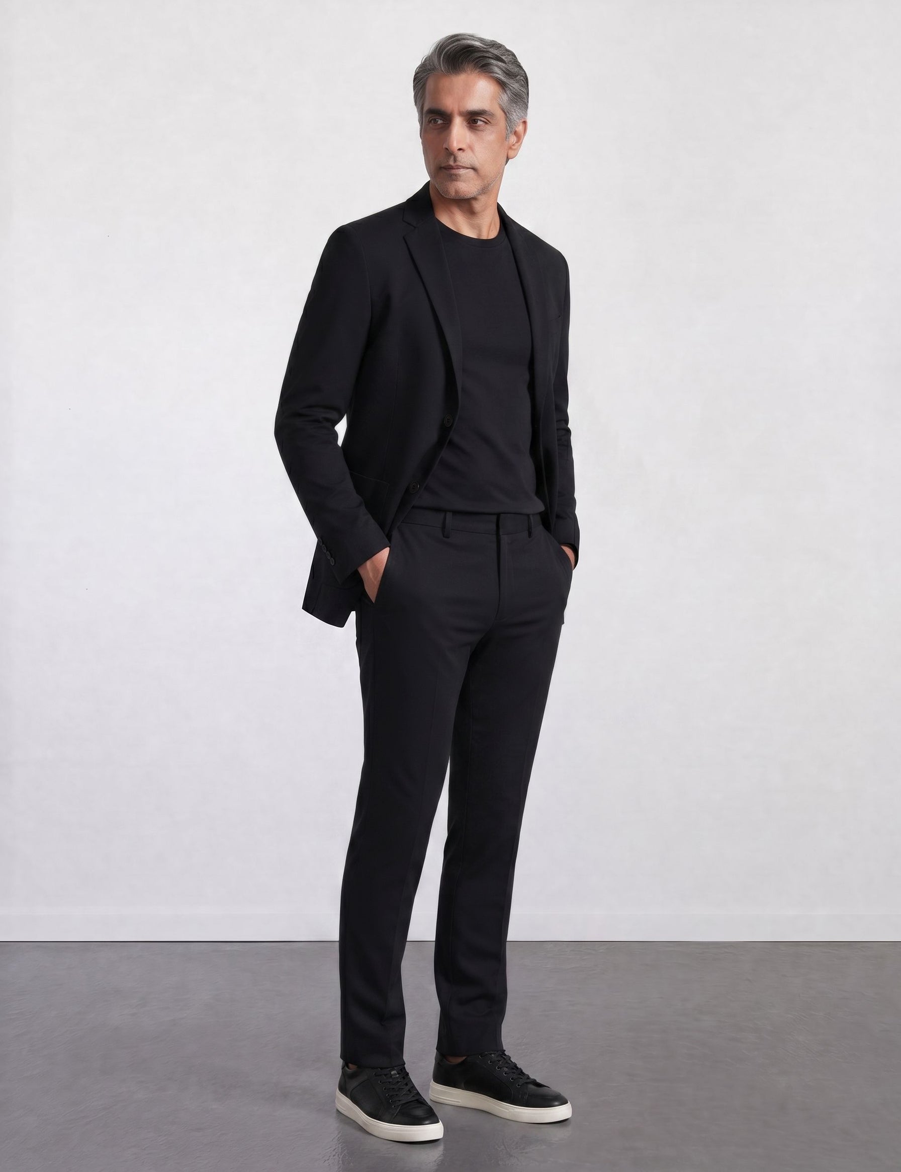 THE TECH TWILL - SUPER SLIM BLAZER - BLACK