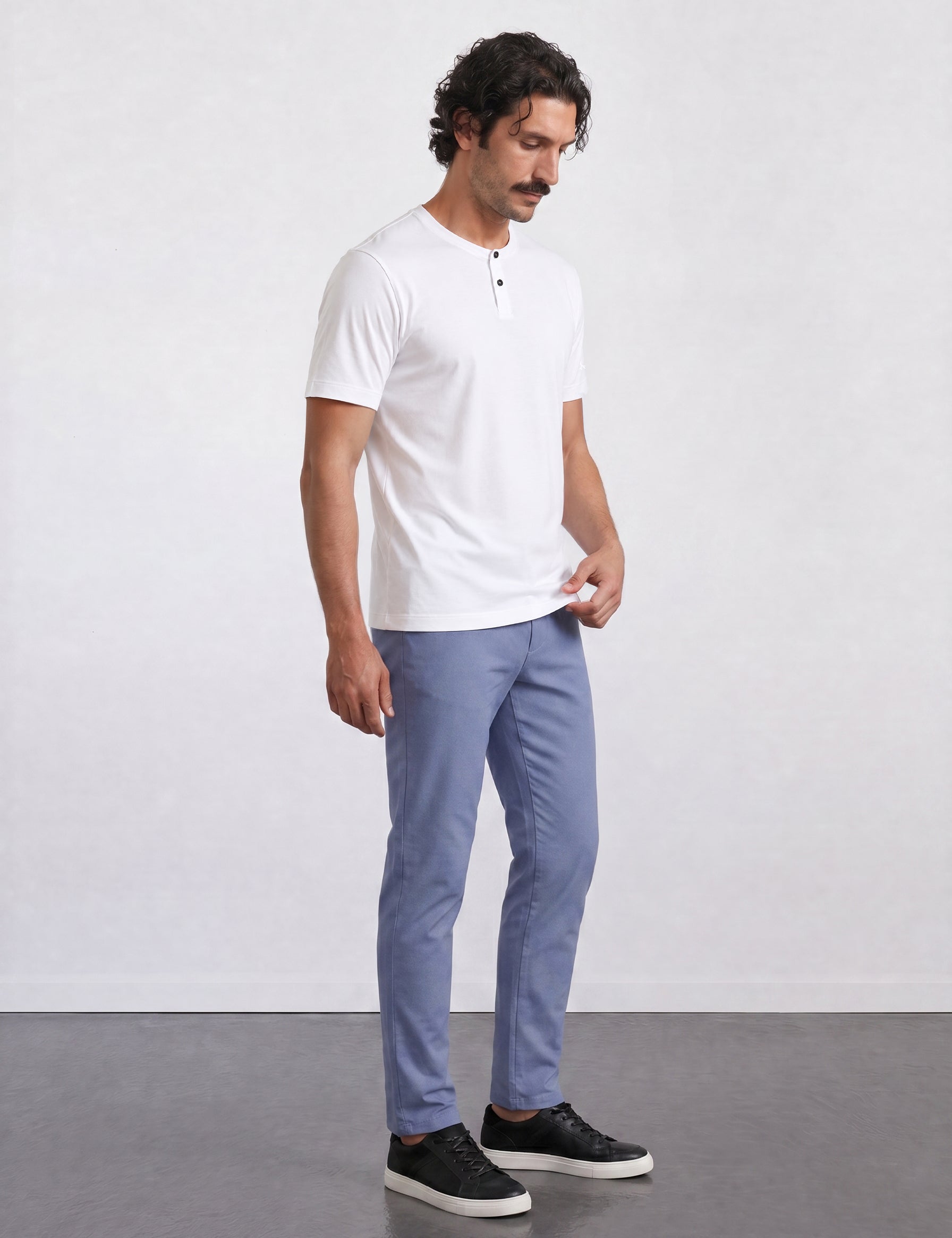 THE FLEX - HENLEY COLLAR HALF TEE - ICE