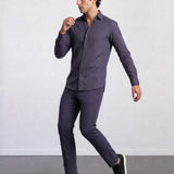THE PIQUÉ FLEX - SLIM FULL SHIRT - NAVY BLUE