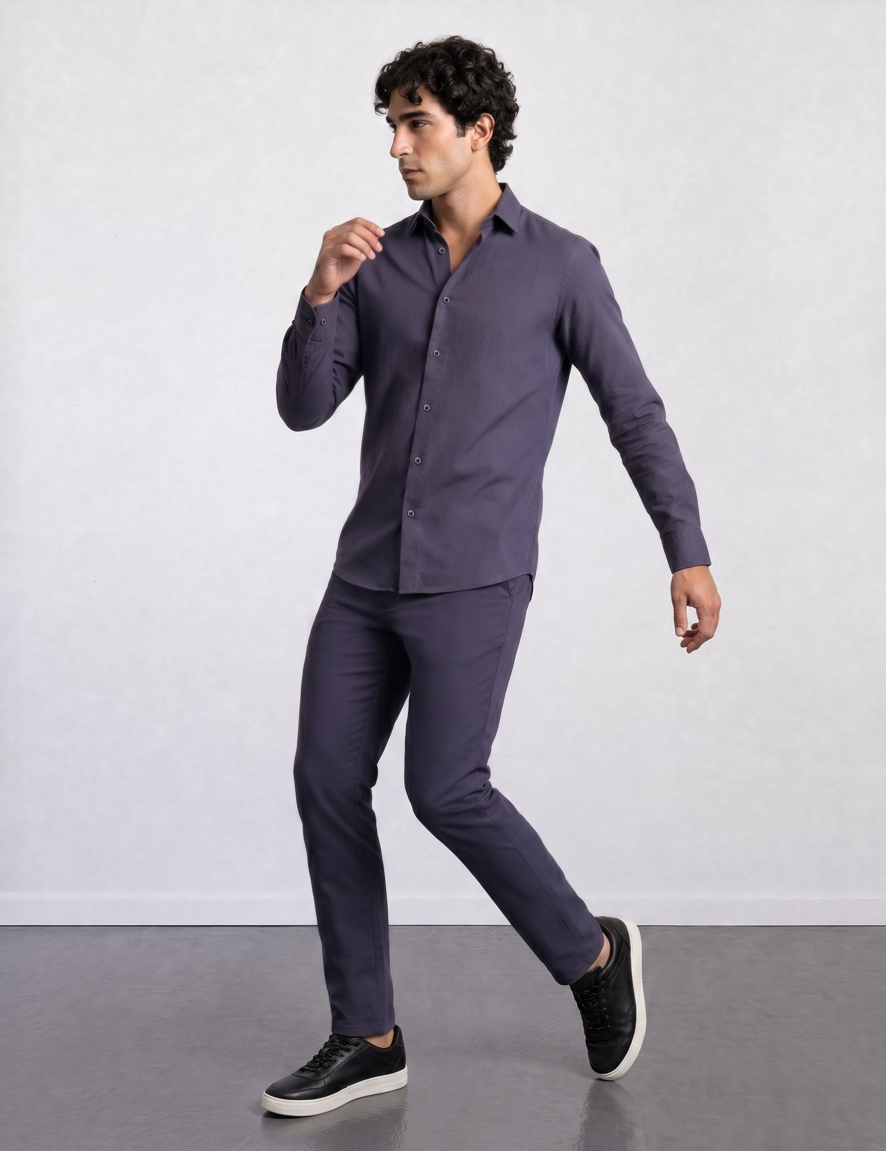 THE PIQUÉ FLEX - SLIM FULL SHIRT - NAVY BLUE