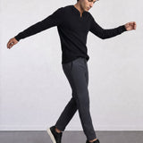 THE SOFT EASE - HENLEY SWEATER - BLACK