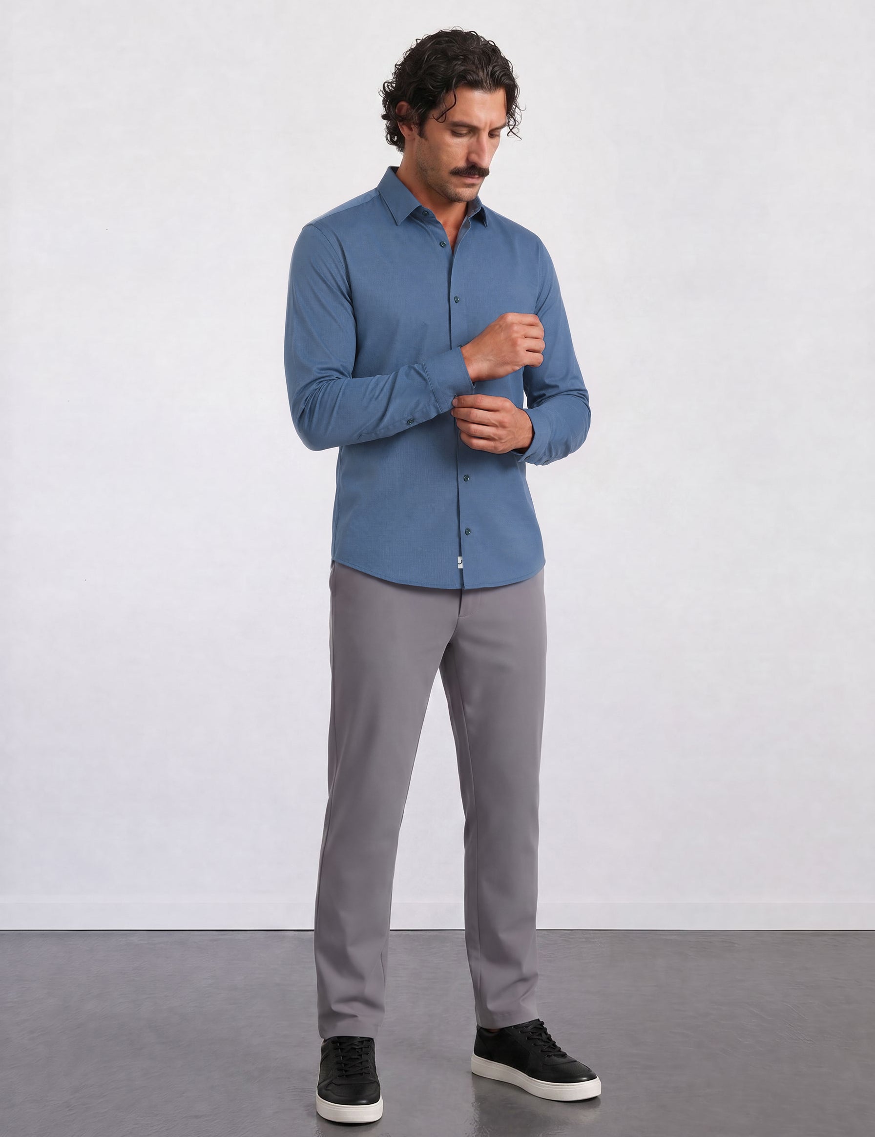 THE HYPERFLEX - SLIM FULL SHIRT - MEDIUM NAVY