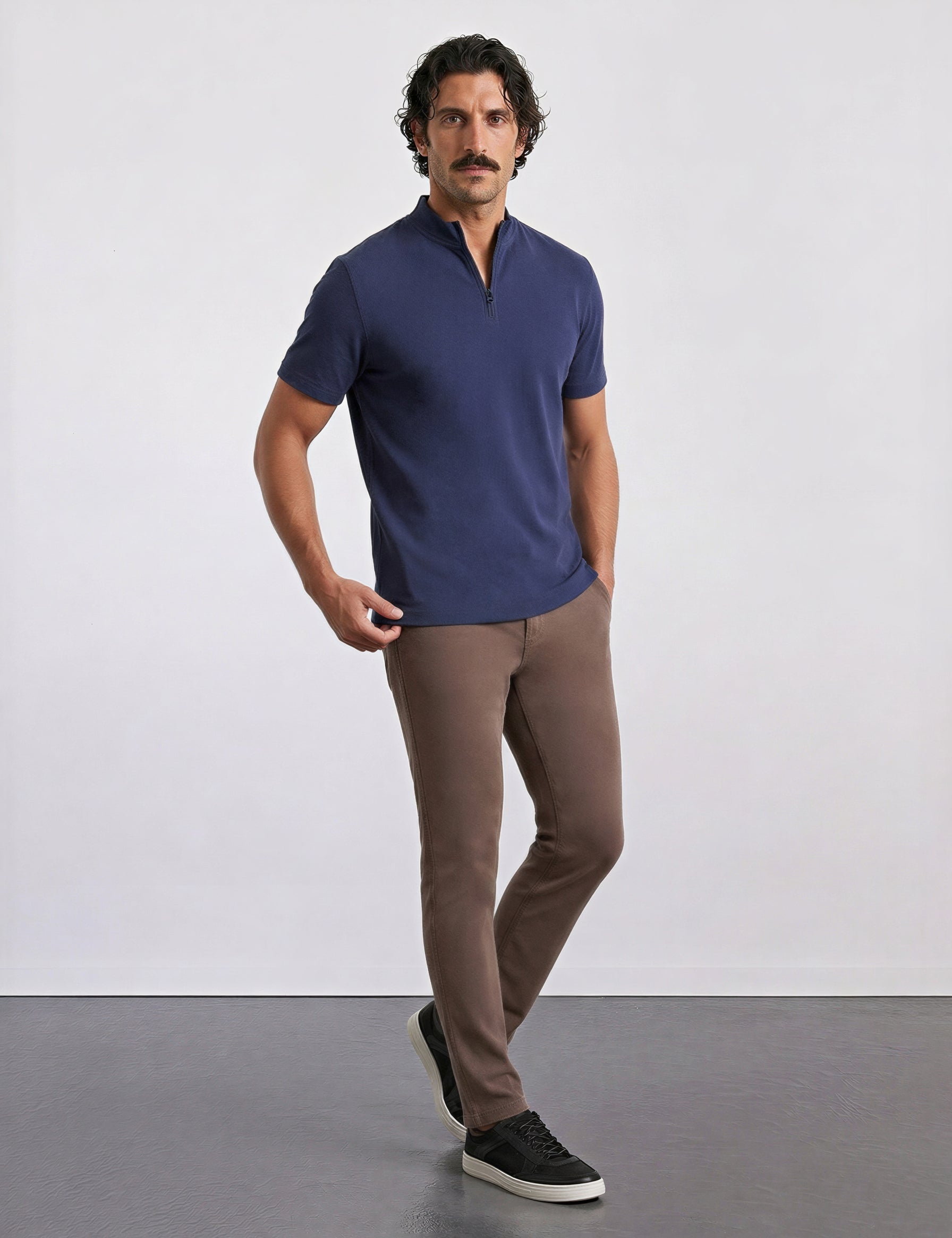 THE ACTIVE - QUARTER ZIP HALF TEE - NAVY BLUE