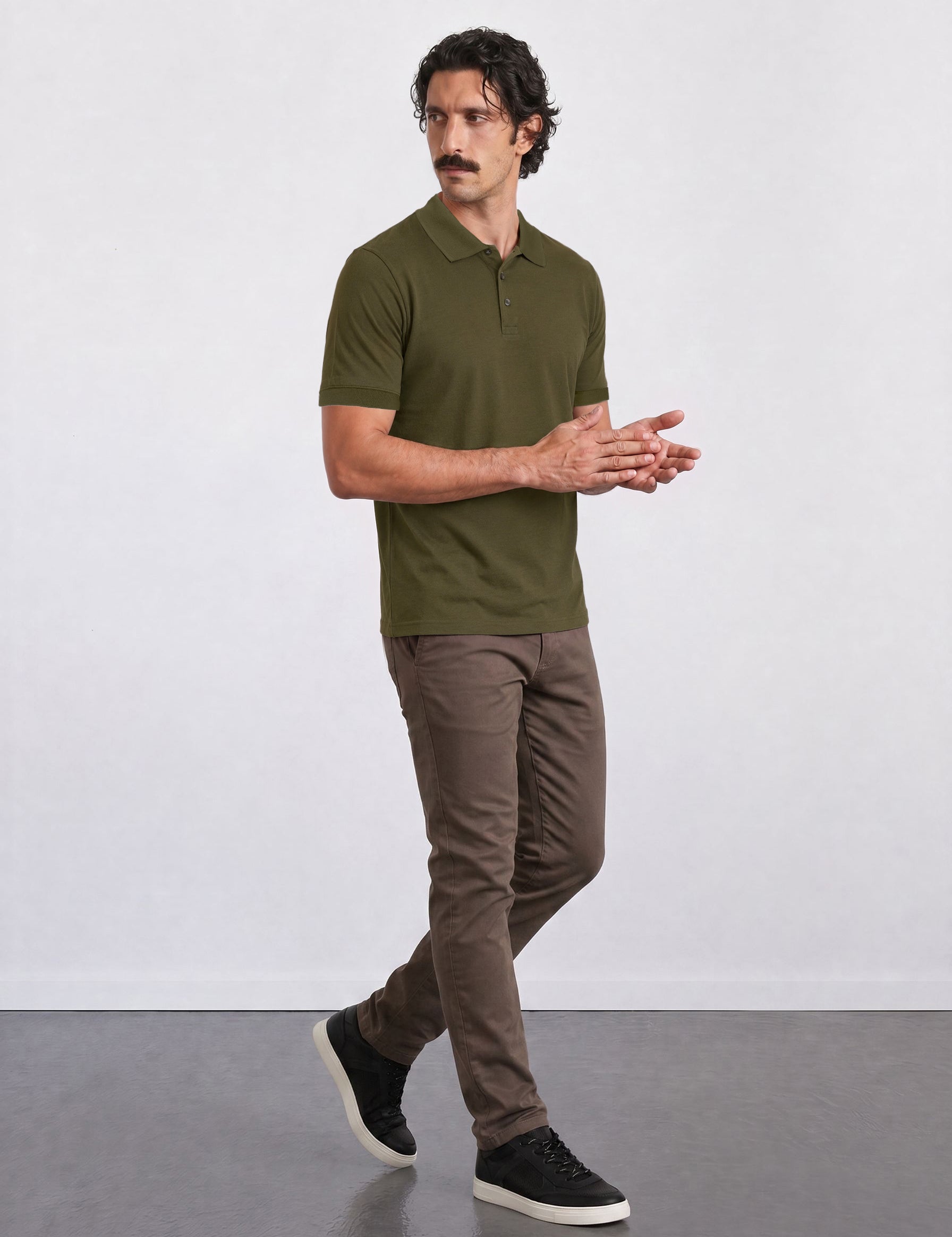 THE PIQUÉ FLEX - REGULAR POLO - OLIVE GREEN