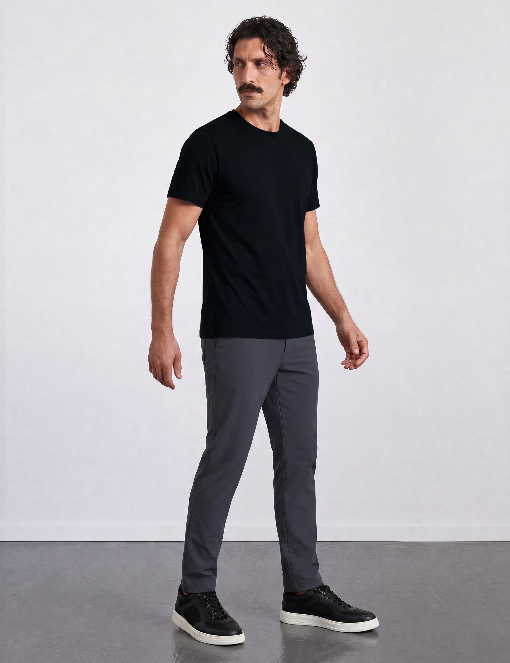 THE FLEX - PIMA PERFORMANCE HALF TEE - BLACK