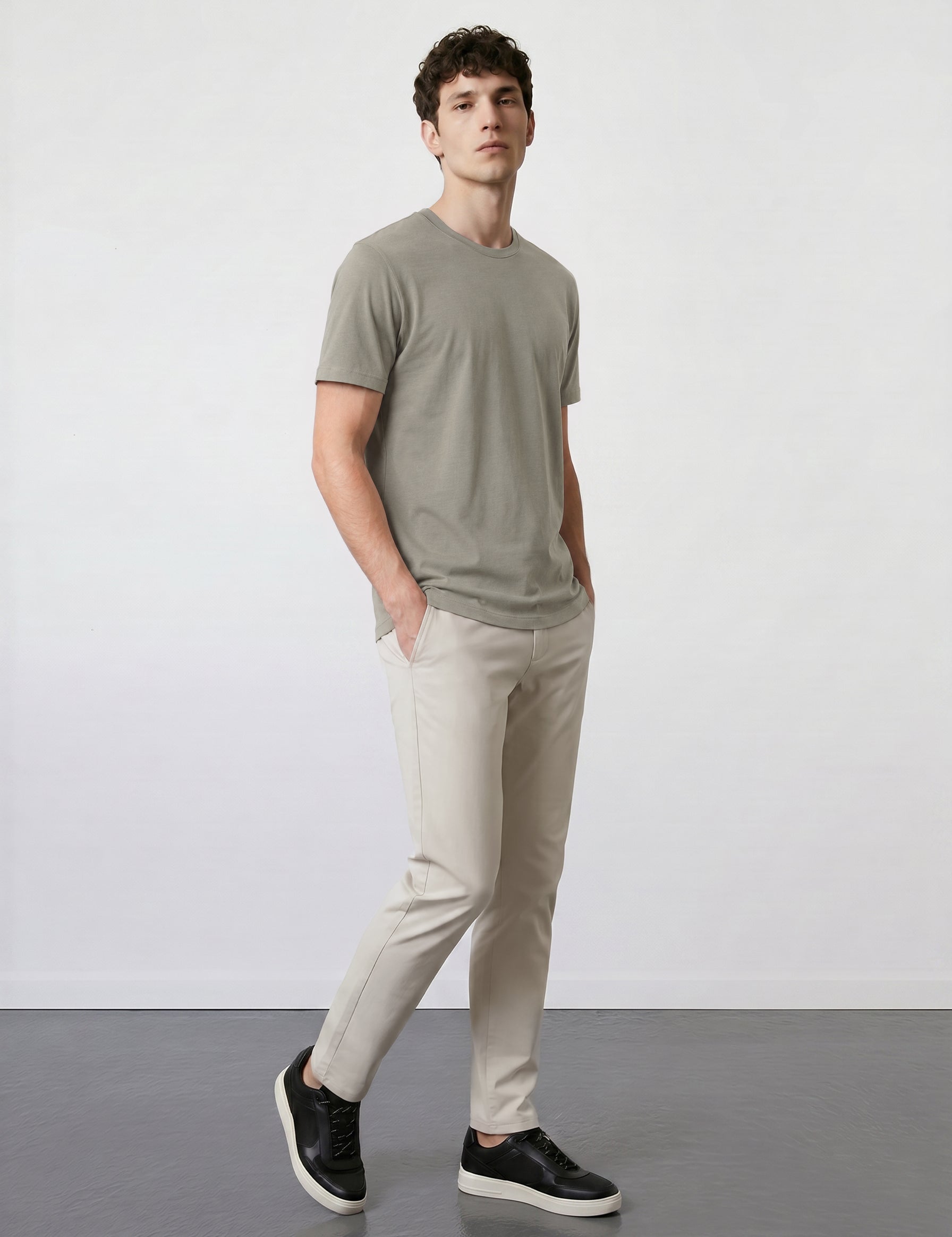 THE FLEX - PIMA HALF TEE - OLIVE GREEN