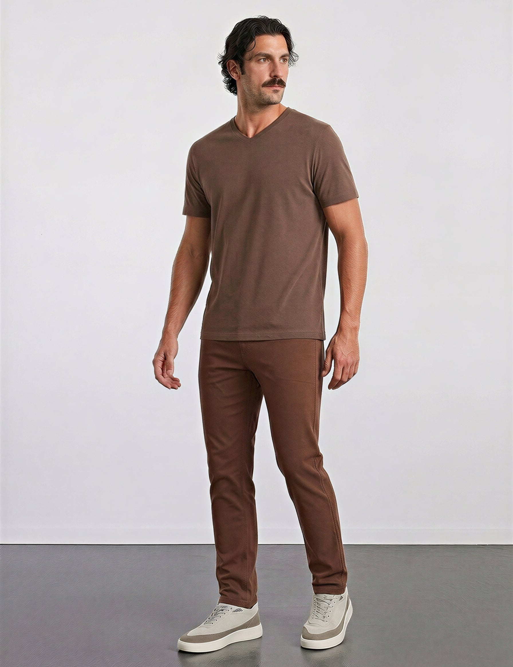 THE FLEX - PIMA HALF TEE - OCHRE