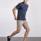 THE FLEX - HENLEY COLLAR HALF TEE - NAVY BLUE
