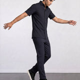 THE HYPERFLEX - SLIM HALF SHIRT - BLACK