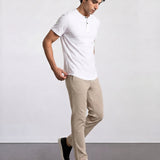 THE FLEX - HENLEY COLLAR HALF TEE - WHITE