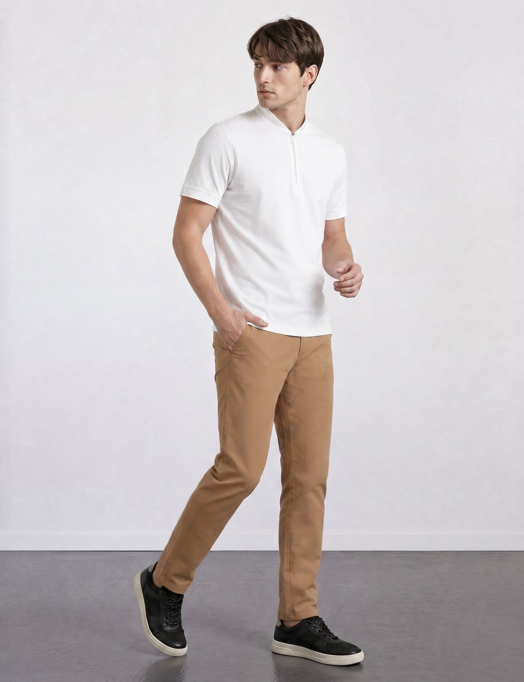 THE APEX - QUARTER ZIP POLO - COTTON WHITE