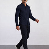 THE HYPERFLEX - SLIM FULL SHIRT - NAVY BLUE