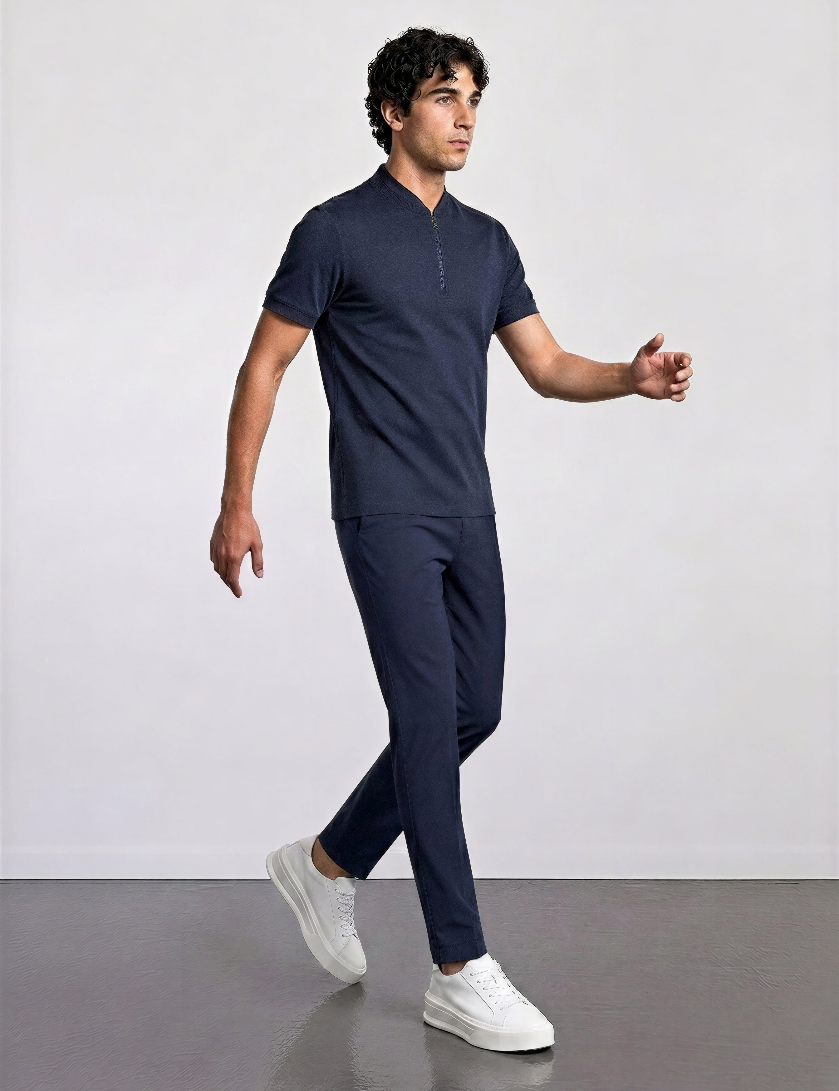 THE APEX - QUARTER ZIP POLO - NAVY BLUE