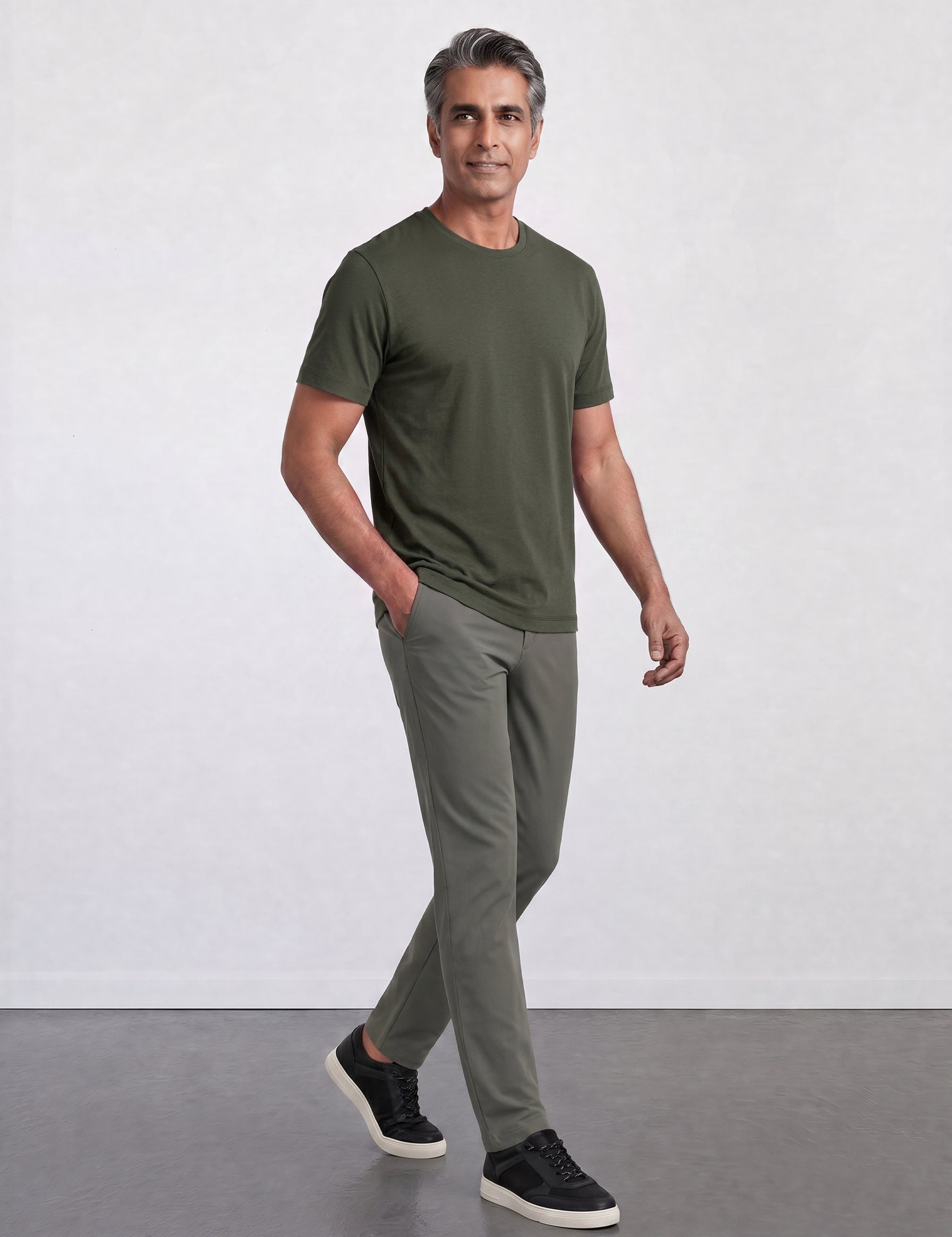 THE FLEX - PIMA HALF TEE - DARK GREEN