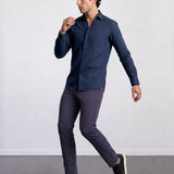 THE PIQUÉ FLEX - SLIM FULL SHIRT - NAVY BLUE