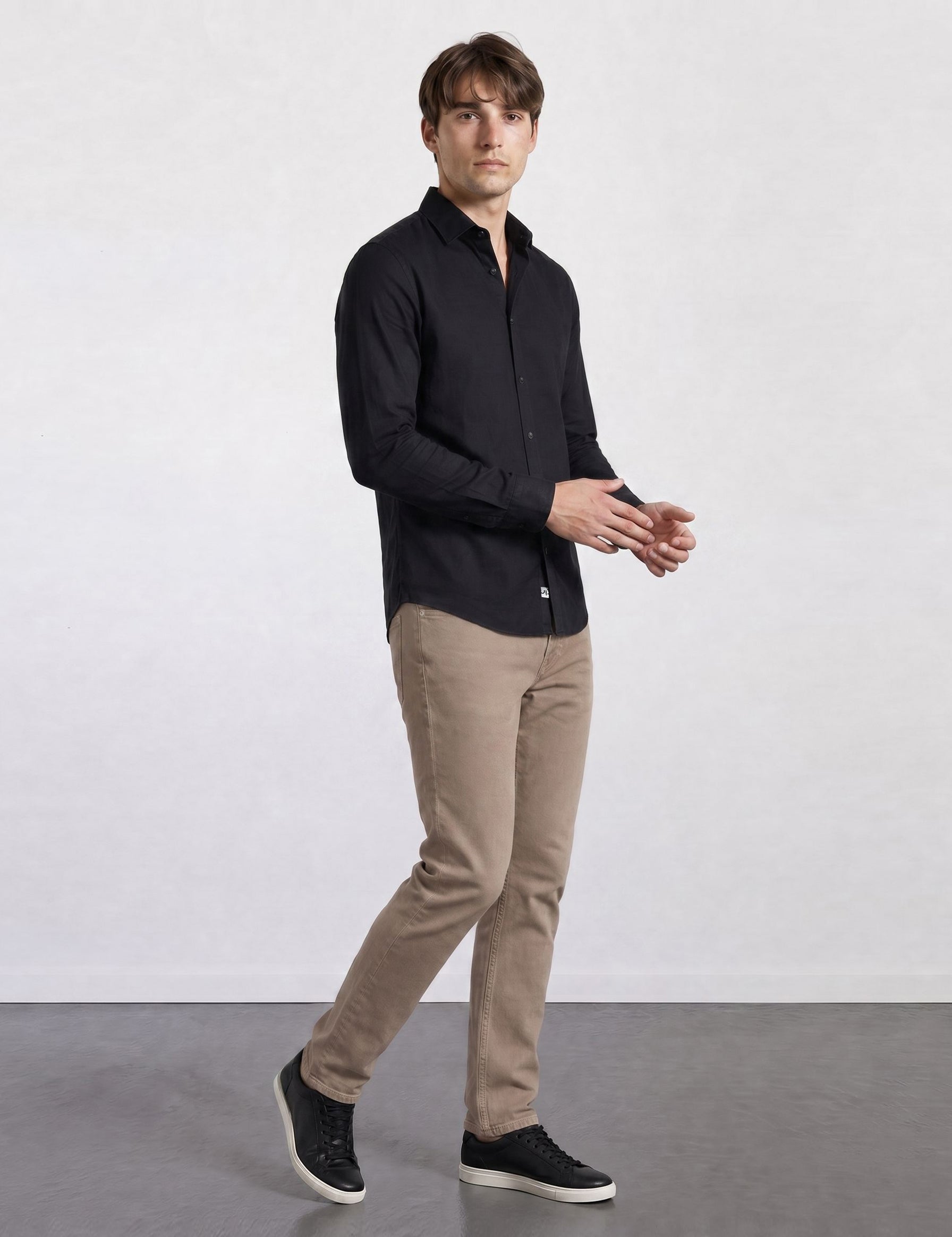 THE HYPERFLEX - SLIM FULL SHIRT - BLACK
