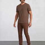THE FLEX - PIMA HALF TEE - OCHRE