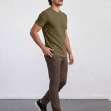 THE FLEX - PIMA TEXTURED HALF TEE - OLIVE BROWN