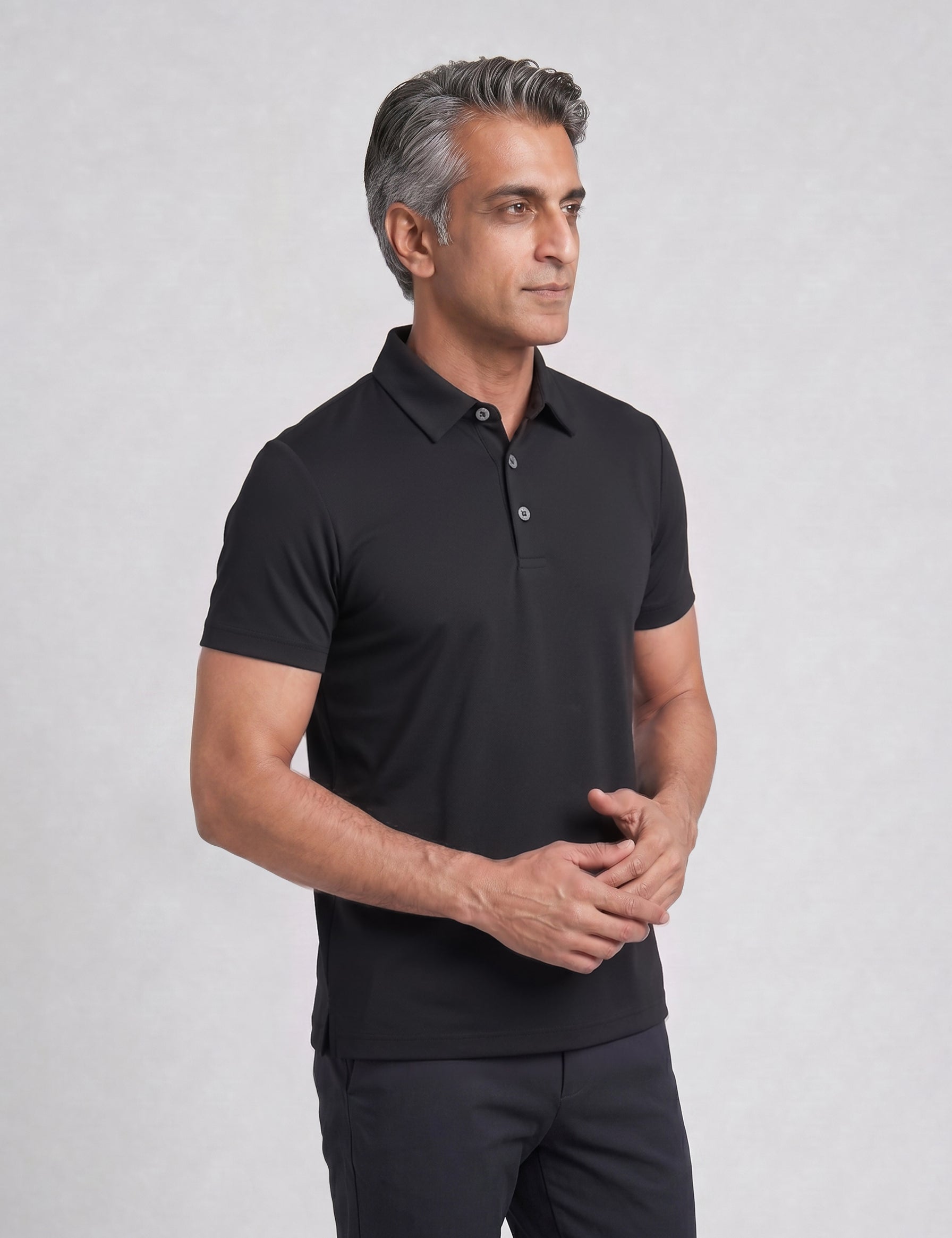THE CLOUD SILK - SLIM POLO - BLACK