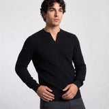 THE SOFT EASE - HENLEY SWEATER - BLACK