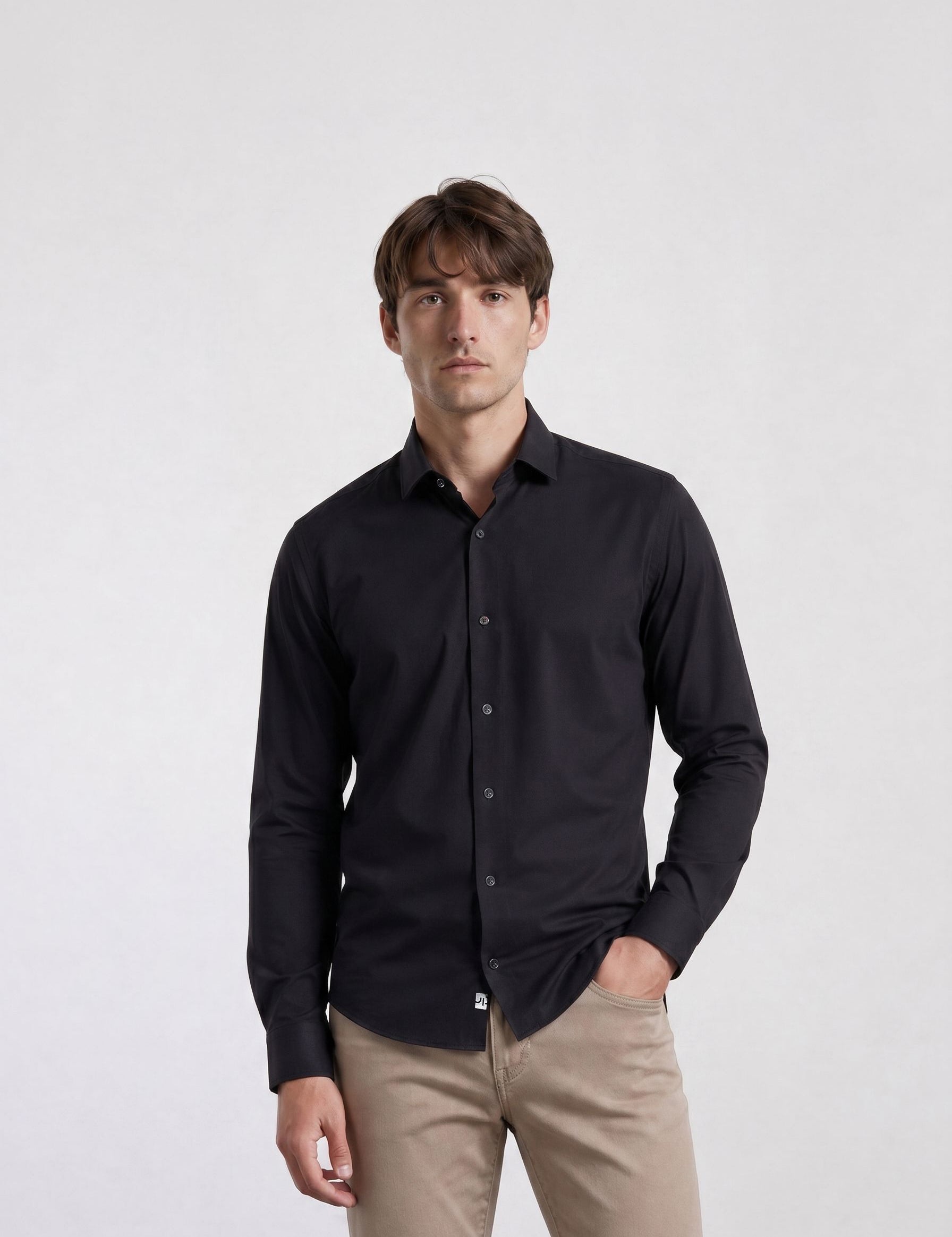 THE HYPERFLEX - SLIM FULL SHIRT - BLACK