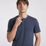THE FLEX - HENLEY COLLAR HALF TEE - NAVY BLUE