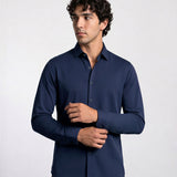 THE PIQUÉ FLEX - SLIM FULL SHIRT - NAVY BLUE