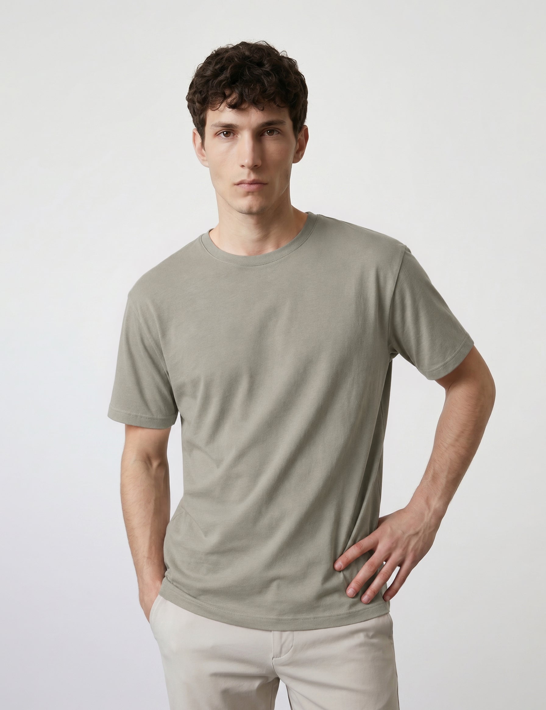 THE FLEX - PIMA HALF TEE - OLIVE GREEN