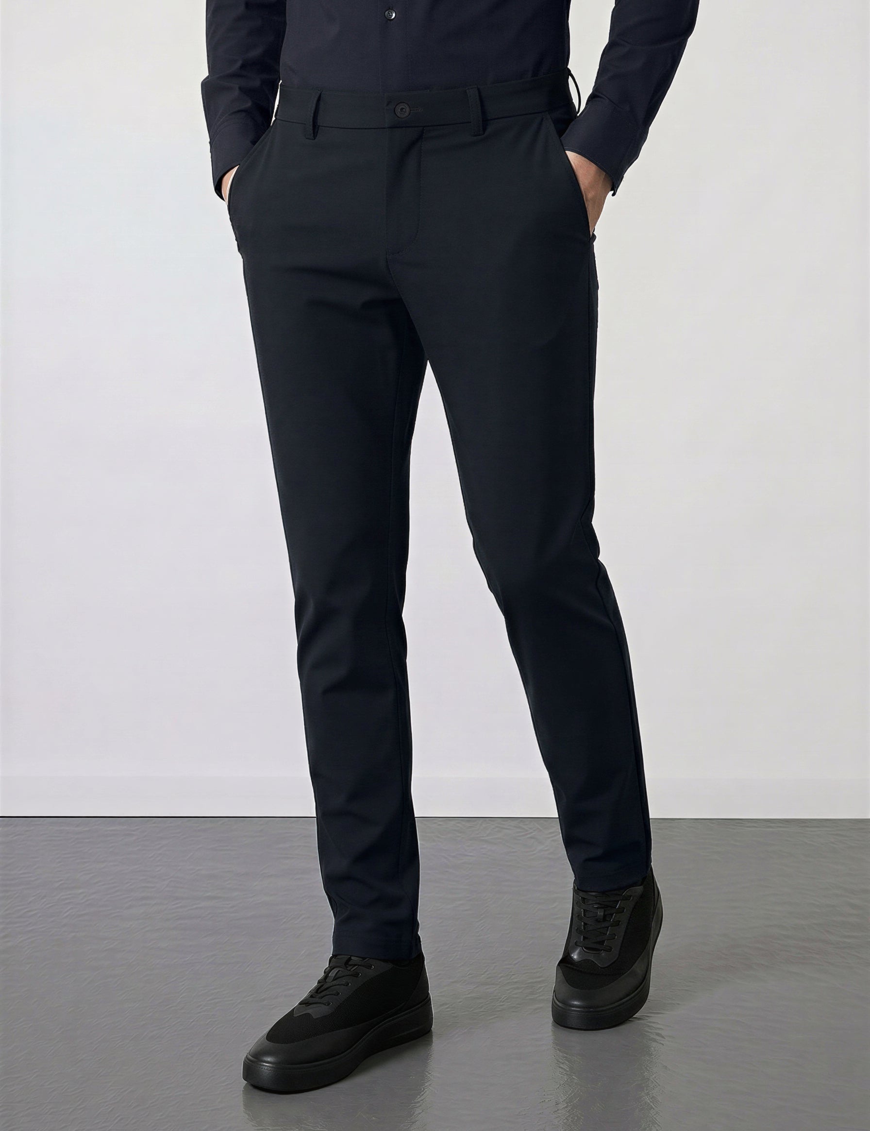 THE MOOVEX - DOUBLE KNIT CHINO PANTS - BLACK
