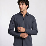 THE PIQUÉ FLEX - SLIM FULL SHIRT - NAVY BLUE