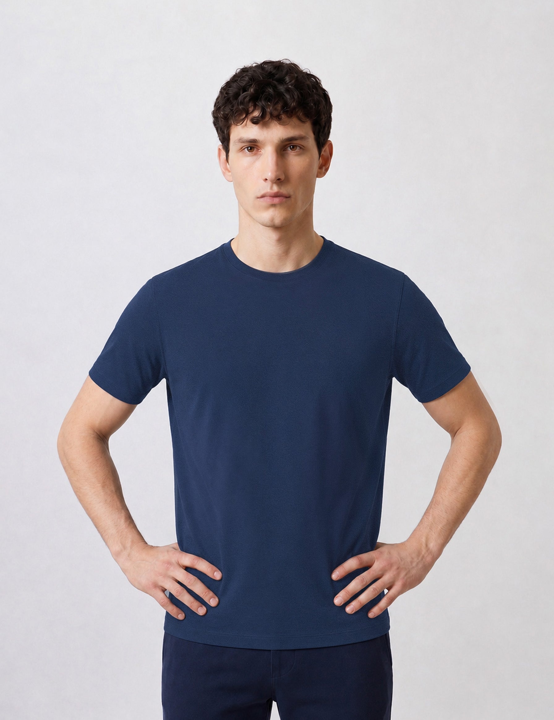 THE ACTIVE - SLIM HALF TEE - NAVY BLUE