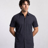 THE HYPERFLEX - SLIM HALF SHIRT - BLACK