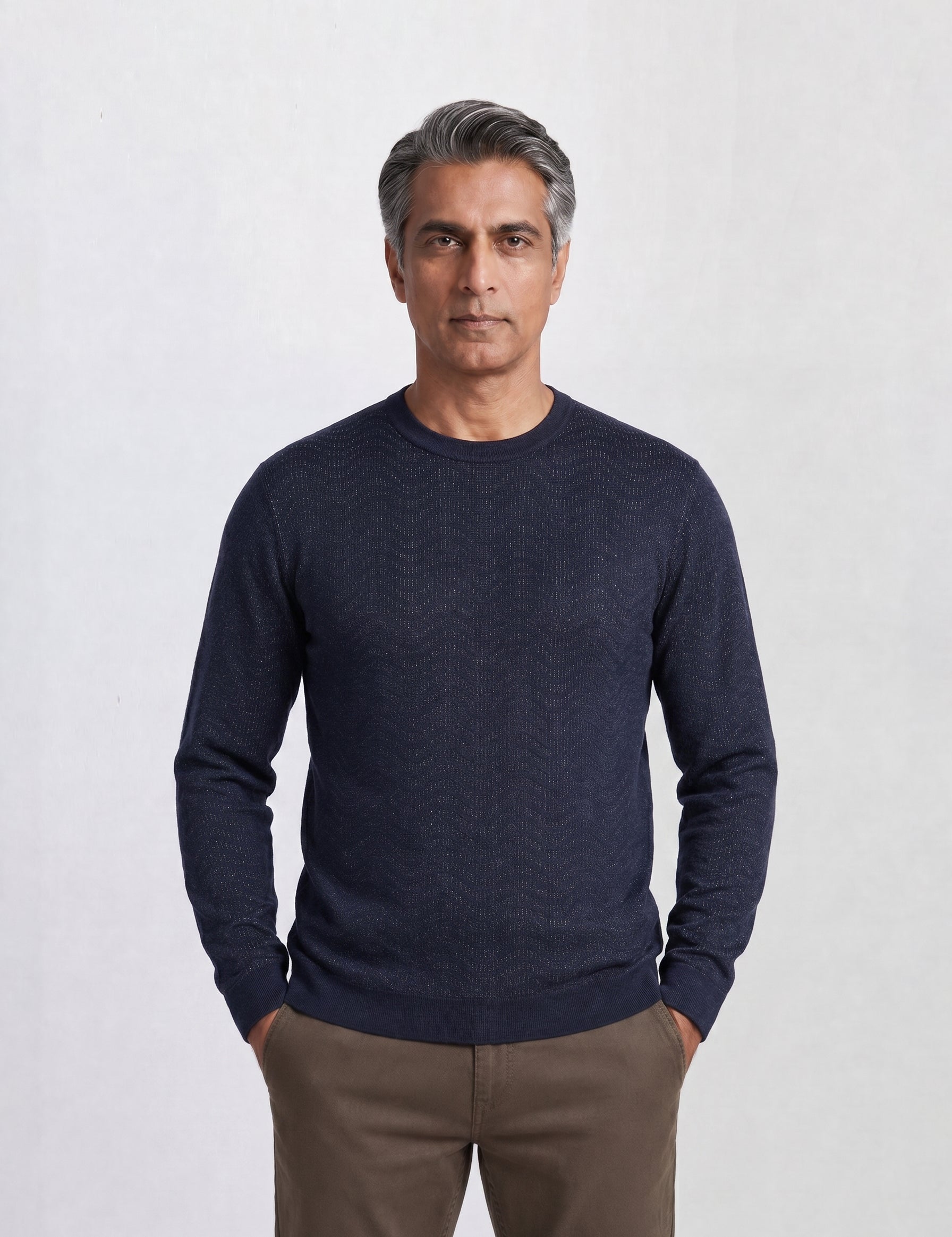 THE SOFT EASE - REGULAR SWEATER - NAVY AND LIME GREEN
