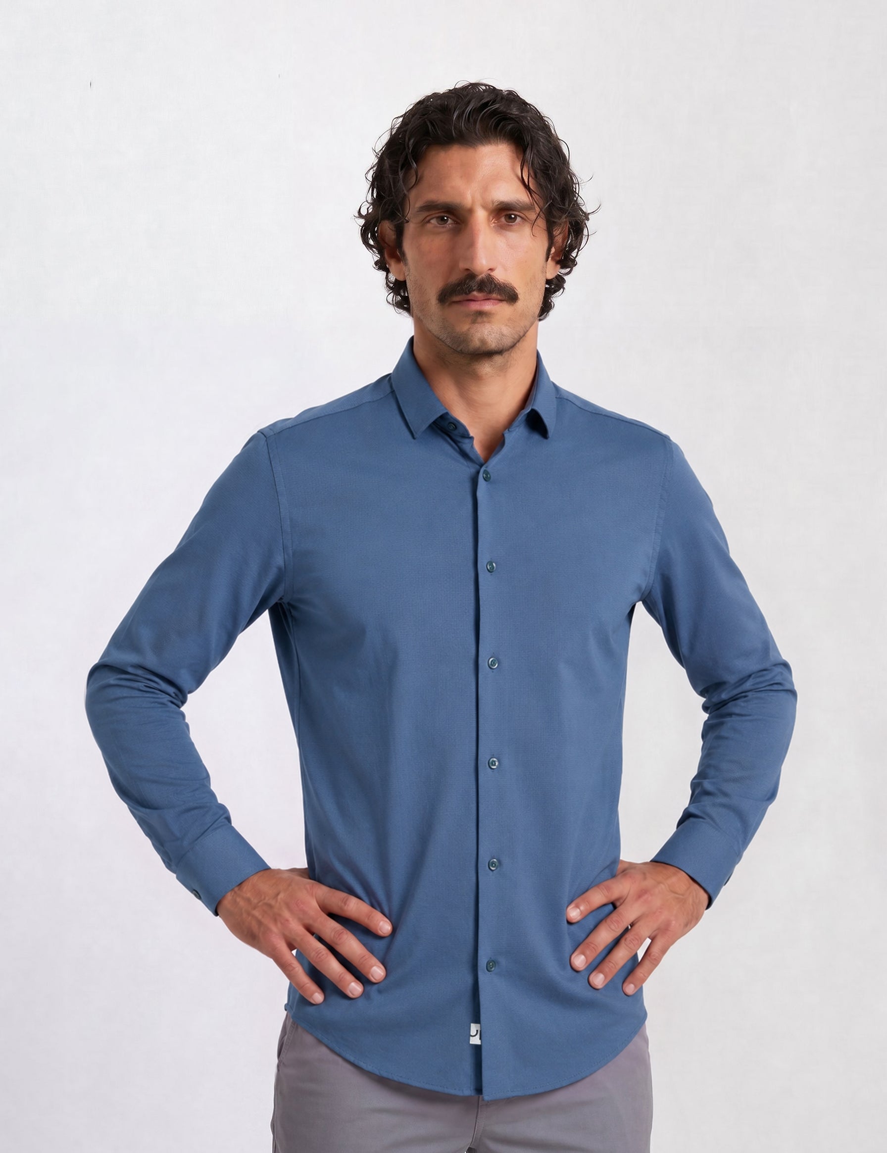 THE HYPERFLEX - SLIM FULL SHIRT - MEDIUM NAVY